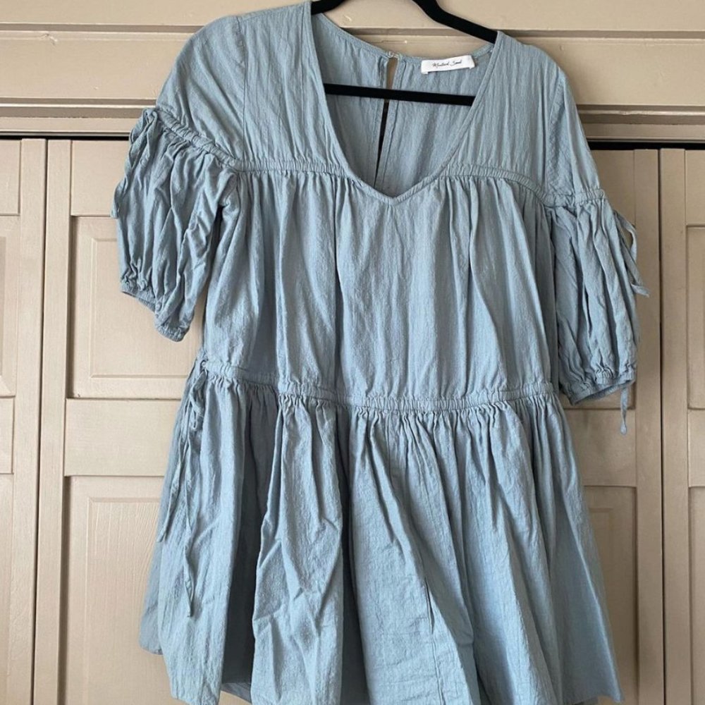 fab'rik Light Blue Mini Boho Dress
